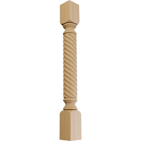 Ekena Millwork 3 3/4"W x 3 3/4"D x 35 1/2"H Hamilton Rope Cabinet Column, Cherry COL03X03X35HACH